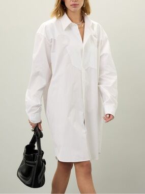 Maison Martin Margiela White Oversized Midi Shirt Dress
